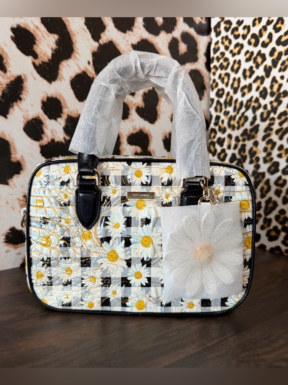 Brahmin Mara Multi Petaline Daisy plaid print Leather Adorable bag NWT Crossbody - Picture 4 of 9